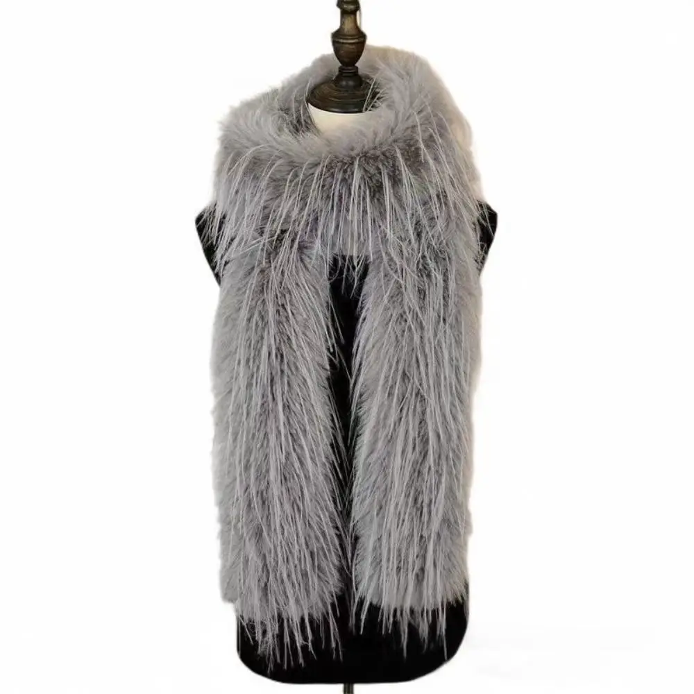 Modischer dicker, flauschiger langer Streifenschal, Nachahmung von Nerzfell, luxuriöser, klassischer weicher Schal, 180 cm, Damen-Quastenschal, Party