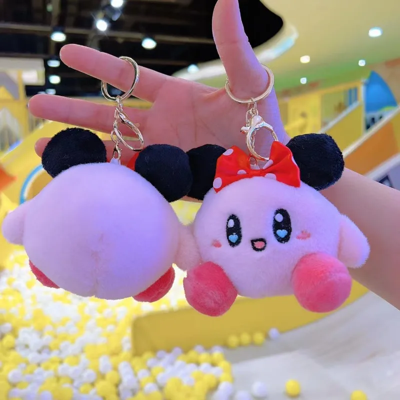 Cute Cartoon Kirby Plush Doll Keychain Anime Fashion Mickey Kirby Backpack Pendant Child Toy Portable Car Key Ring Holiday Gifts