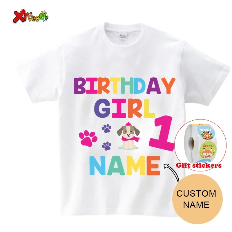 Birthday girl T Shirt 1st 2nd 3rd paw girl Matching Family Outfits Dog TShirt Kids Party Custom Name T-Shirt Clothes Family Look 3