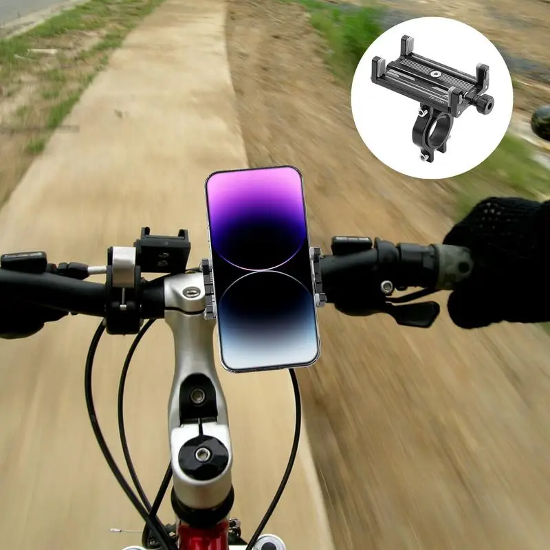 Bicycle Cycling Aluminum Alloy Phone Holder Metal Stable Phone Bracket Adjustable 55-88mm 360 Degrees Rotation Holder