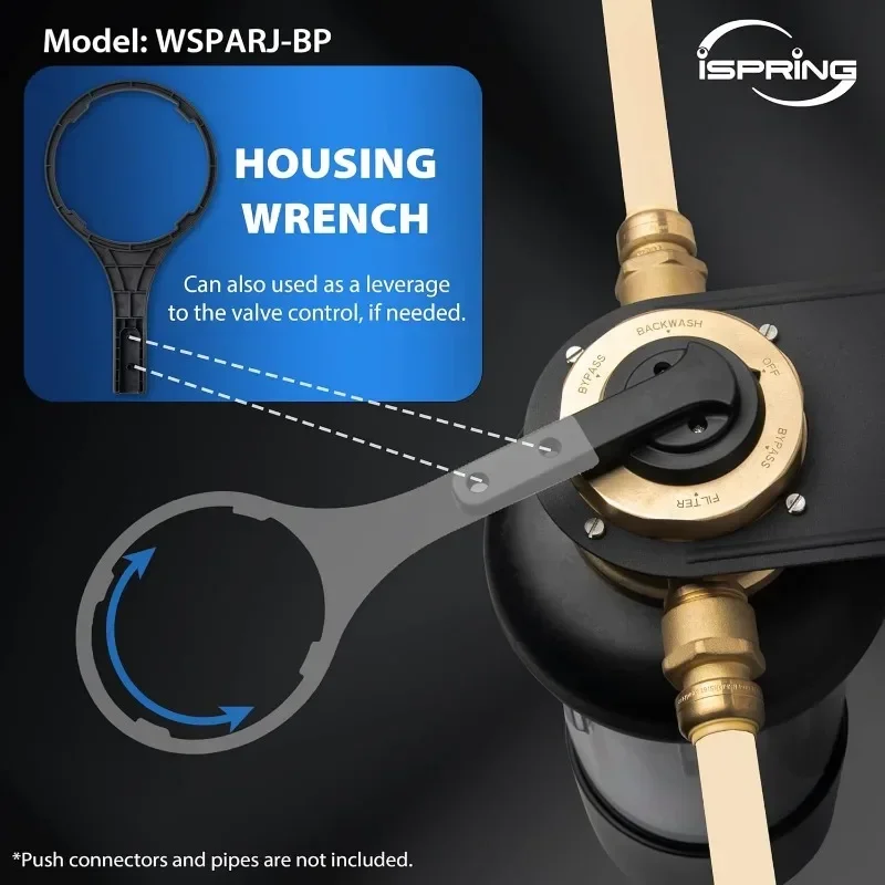 ضمان أصالة التخييم.WSP50ARJ-BP، معتمد من NSF، فلتر مياه الرواسب الدوارة مع تجاوز، غطاء شفاف مطور، #5