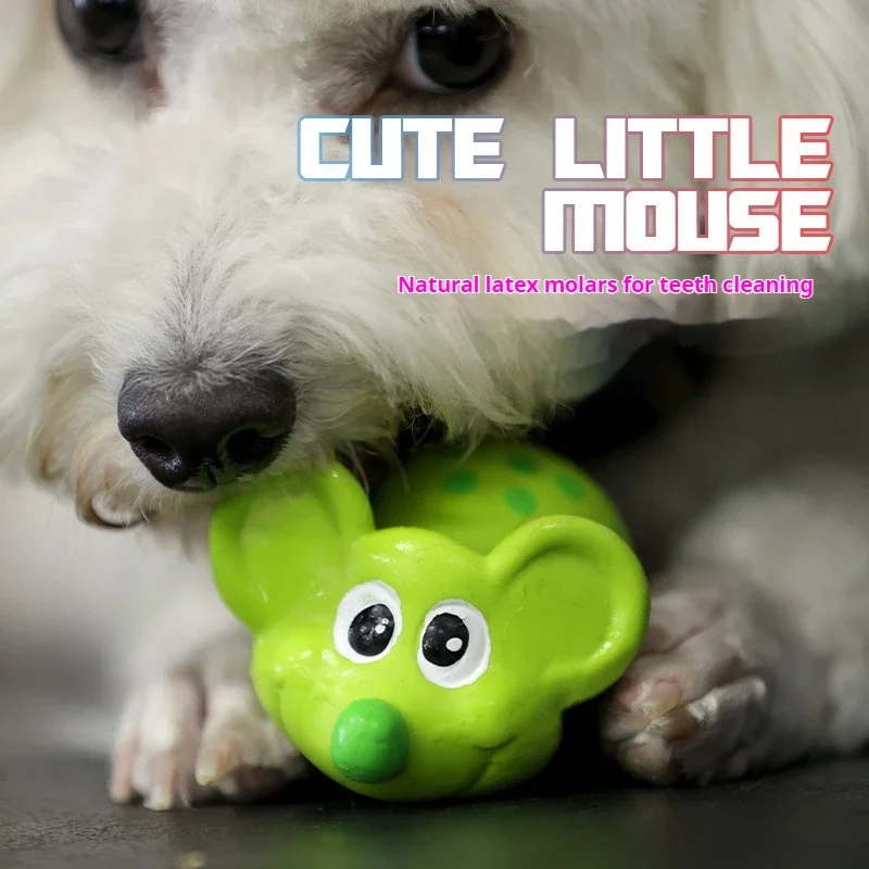 Pet toy with 2 colors, mouse latex material, biting sound, hand coloring, depicting small and medium-sized dog products