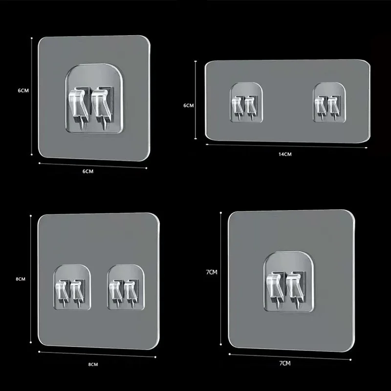 แผ่นติดสำหรับชั้นเก็บของแผ่นติดผนังใสแข็งแรงตะขอติดผนังปราศจากรอยขีดข่วนอุปกรณ์เสริมติดผนังแบบไม่มีรูหัวเข็มขัดติดผนัง