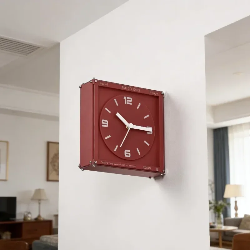 Red Corner Clock Wall Mounted Double Sided Clock Living Room Modern Clocks Noiseless Minimalist Nordic Creative Watch Home Decor