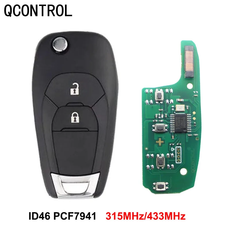 

QCONTROL 2 Button Modified Folding Flip Remote Car Key Fob 315MHZ or 433MHZ ID46 PCF7941 Chip For Chevrolet Cruze Aveo