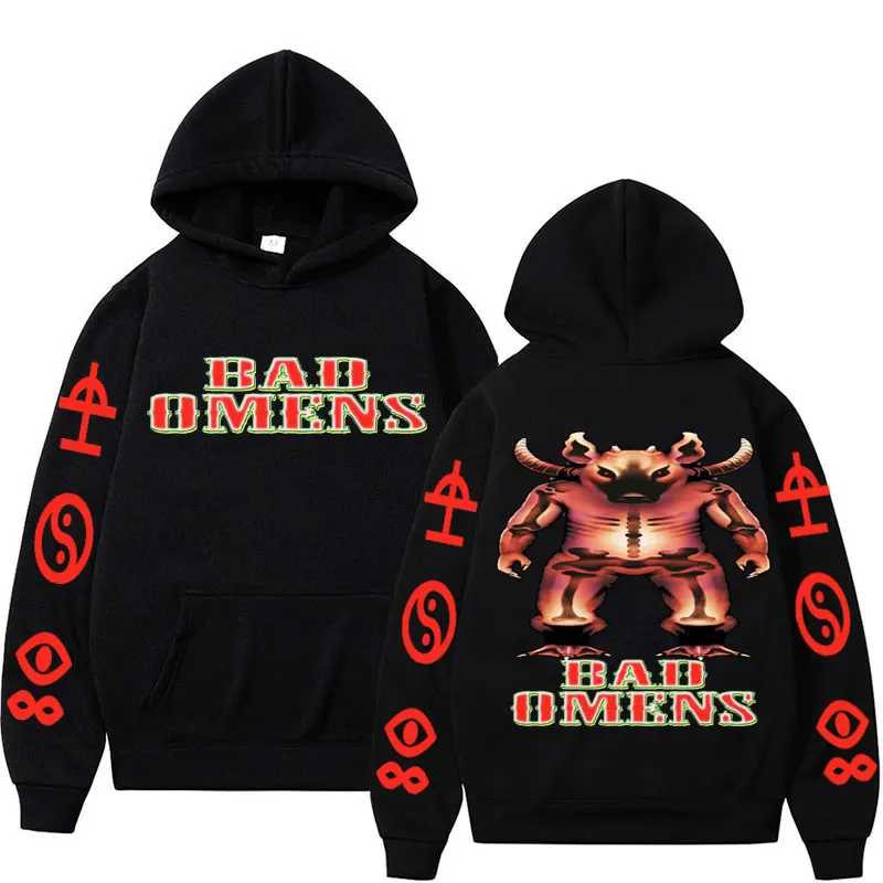 Vintage Rock Bad Omens Band Hoodies for Men Harajuku Retro Classic Sweatshirt Hombre Casual Fleece Long Sleeve Hoodie Streetwear