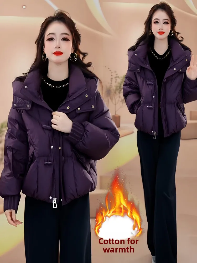 Koreański płaszcz zimowy Sle Thiened dla kobiet, wytrzymały, zapinany na zamek, ocieplany bawełną, ciepły, stylowy do dojazdów do pracy.