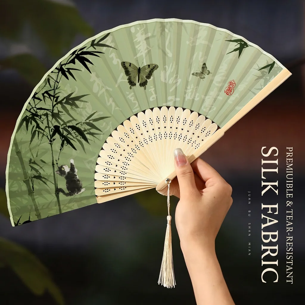 Chinese Fan Lightweight Folding Hand Fan Decorative Hand Fan Portable For Summer Cooling Cheongsam Outfit Chinese Event