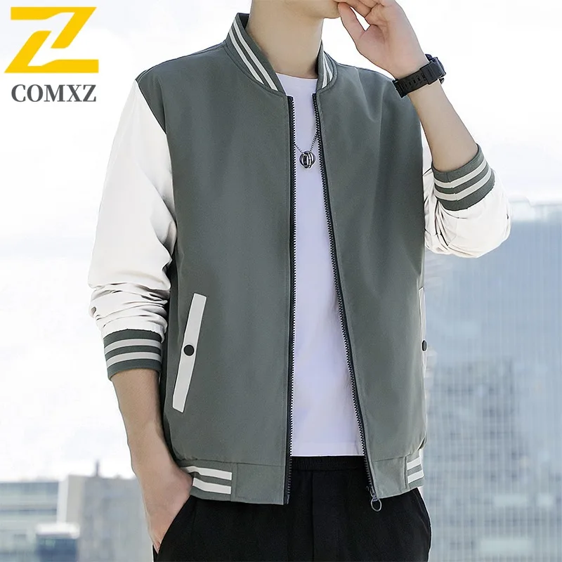

Мужская новая бейсбольная куртка в корейском стиле, осень-зима, модная повседневная легкая уличная одежда с воротником-стойкой, модная повседневная верхняя одежда