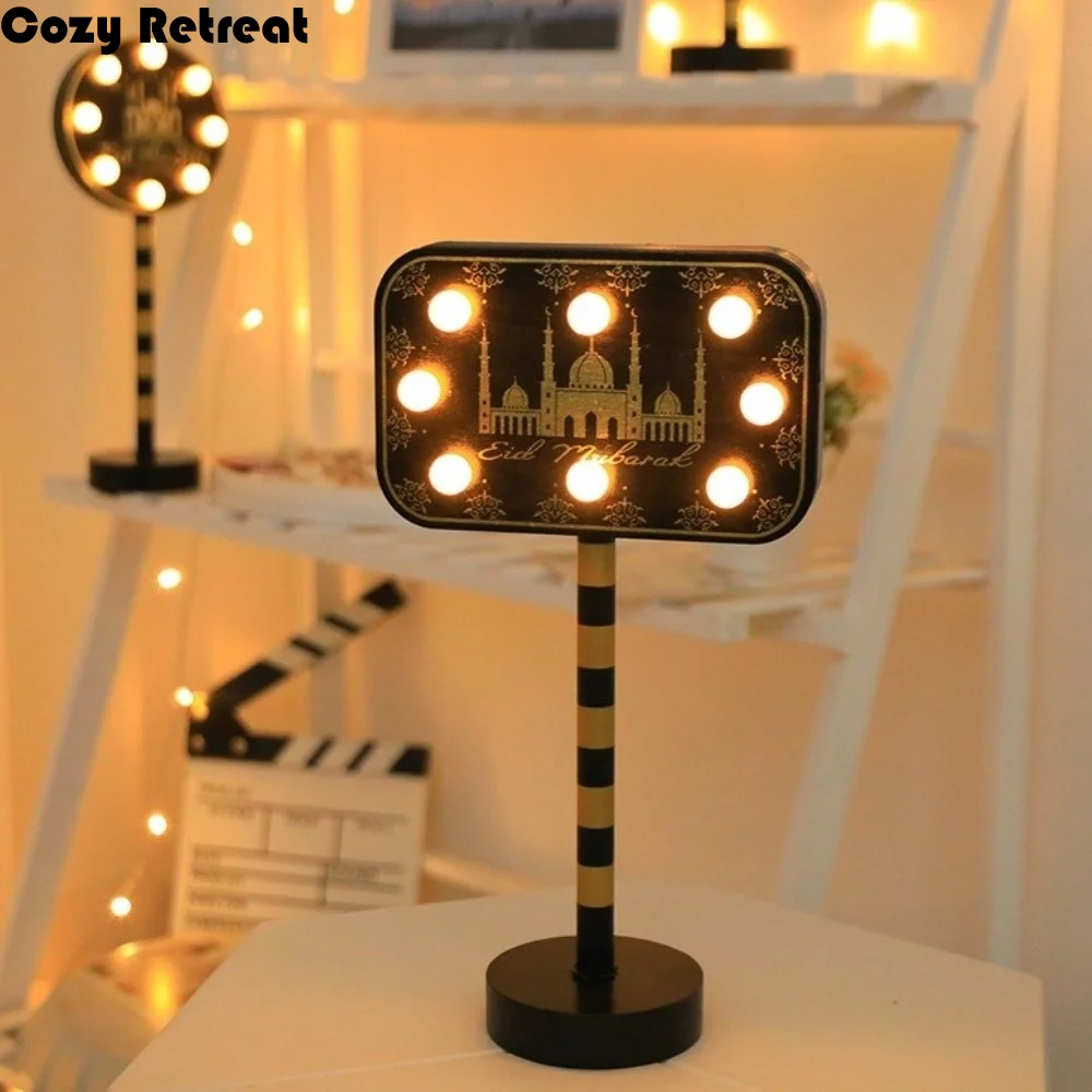 

Деревянный светильник-ночник LED в форме луны с энергосберегающими светодиодами, декоративный светильник для Рамадана и Ид Мубарак, звездный ночник для вечеринок