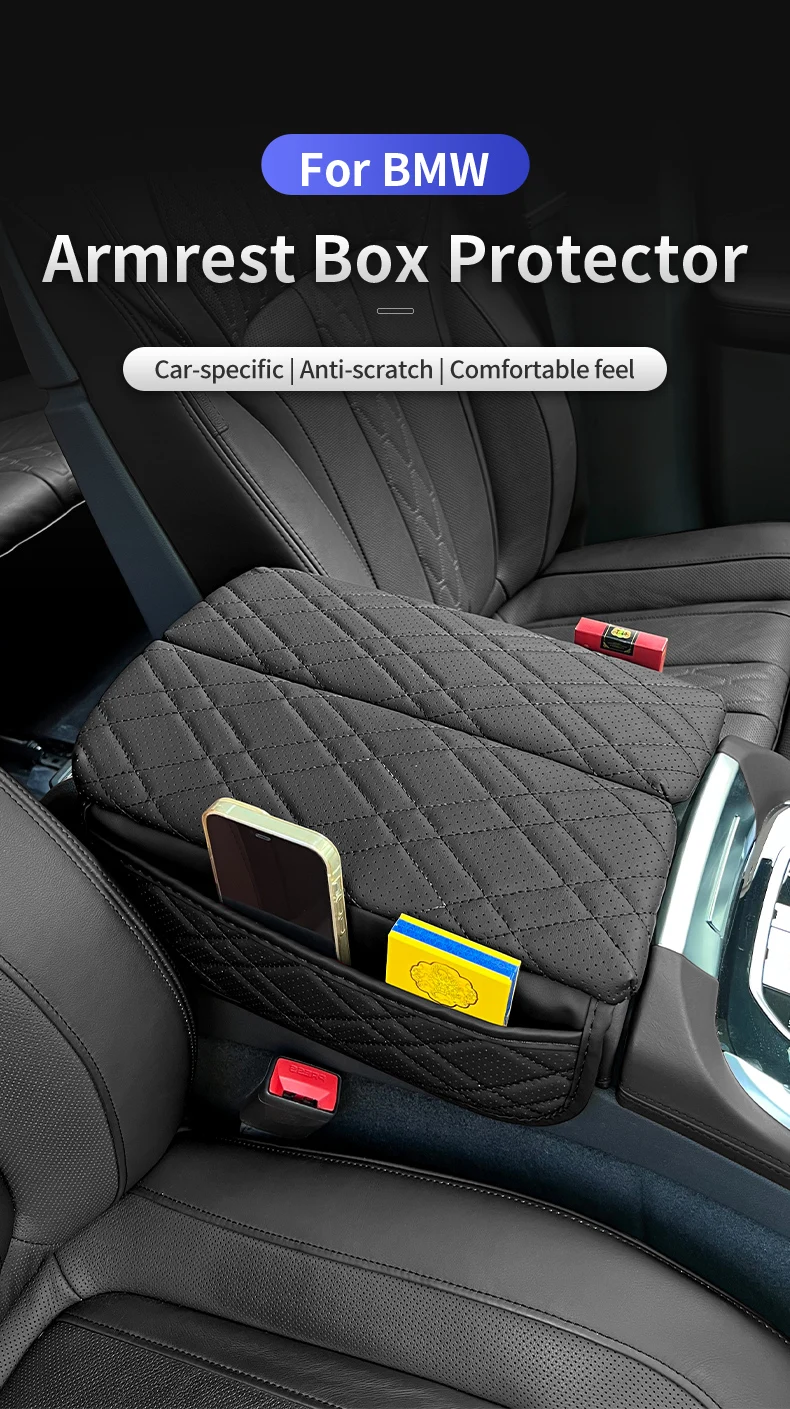 Für BMW G30 G32 6GT F10 G05 G06 G07 G11 G12 X5 G05 X6 G06 X7 G07 Auto Center Konsole Armlehne Schutz Abdeckung Pad Mit Lagerung Tasche – Detail 1