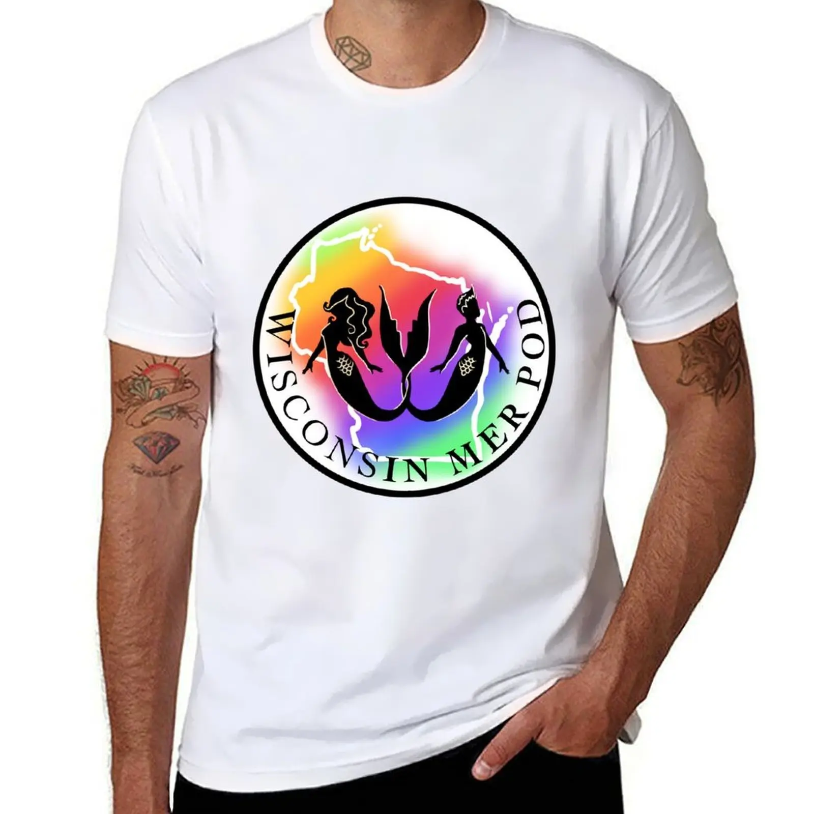 

WI Mer Pod - Black Lettering/White Background T-Shirt cotton t shirts man 100% T-Shirt