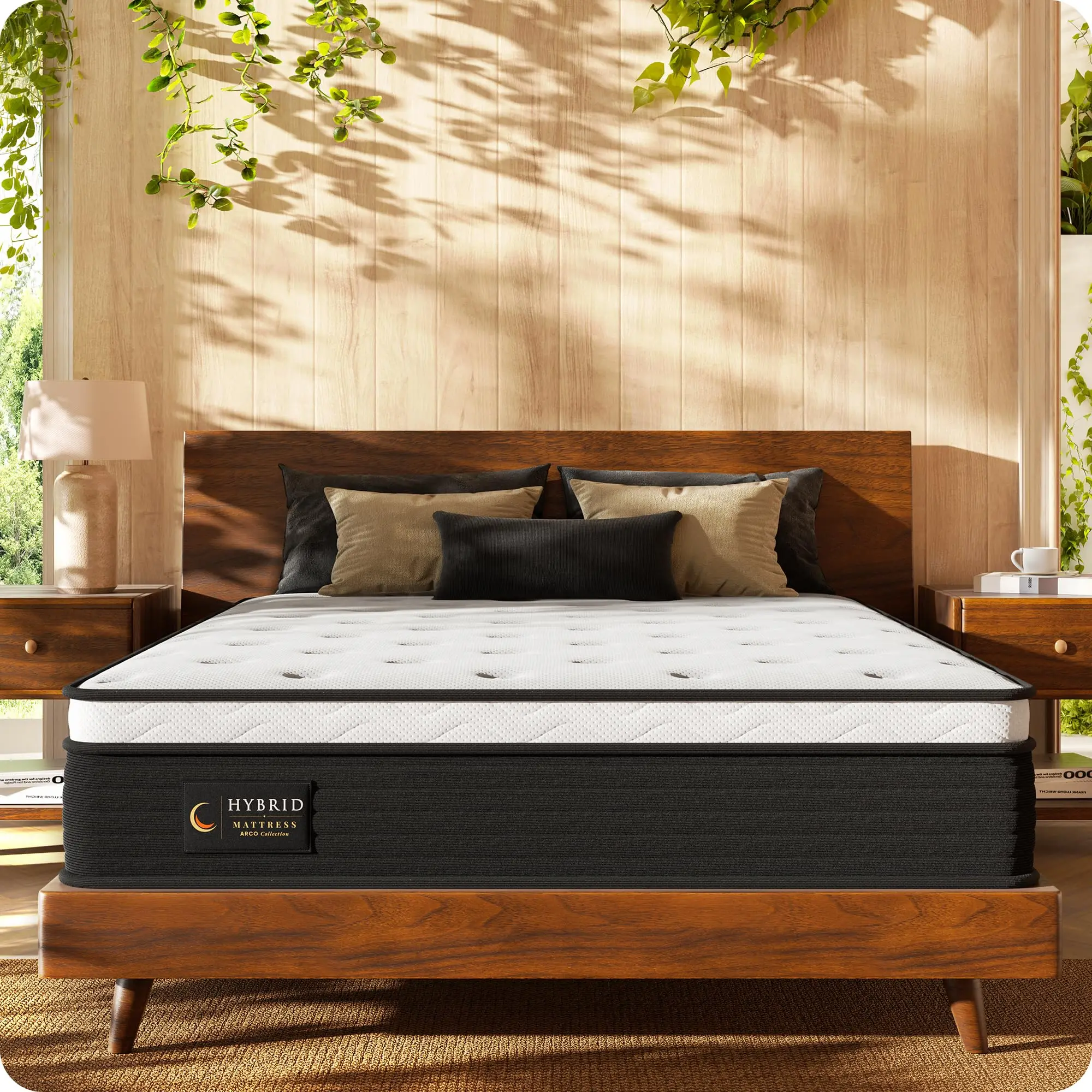 Queen 12-Inch Medium Firm Hybrid Mattress, Zoned Pocket Coils | Contouring gel foam top: cooling pressure relief