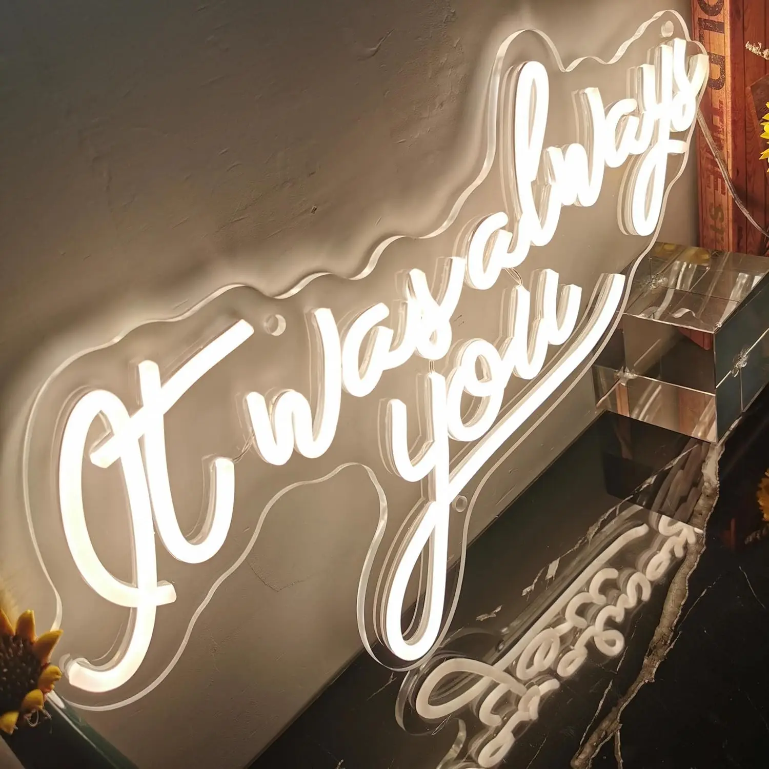 It Was Always You Neon Sign USB Dimmable LED Neon Light for Couples Anniversary Gift for Bedroom Wedding Home Wall Art Decor
