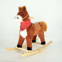 Kids Rocking Horse Wooden Animal Rocker Plush Toy Creative Nursery Decor Baby Rocking Chair Toddler Rocking Toy