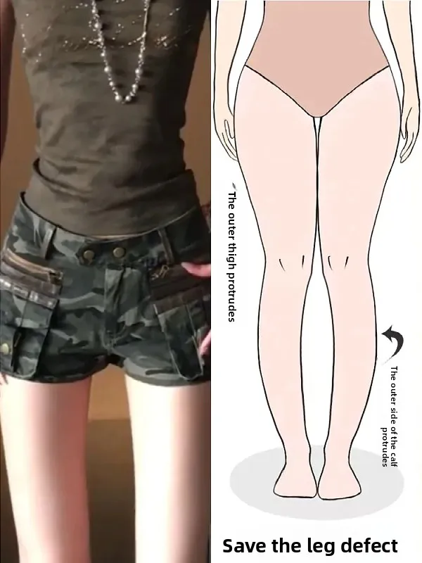 

Женские летние джинсовые шорты Slim Fit с камуфляжным принтом, облегающие, для фигуры типа «груша», с низкой посадкой, с карманами, для повседневной носки