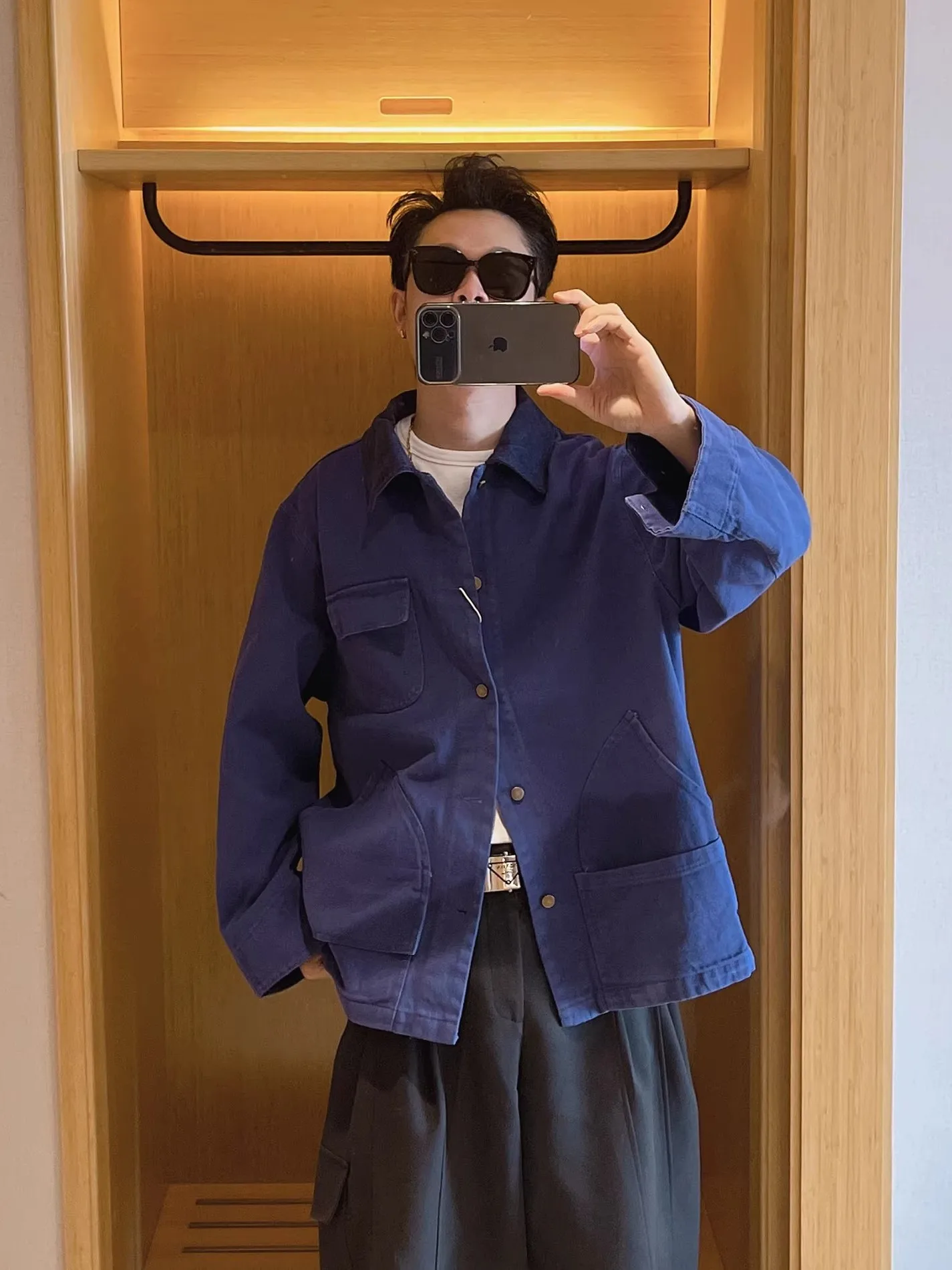 

Loose Fit Vintage Workwear Jaet Men's Spring Autumn Denim Multi ket Button up Casual Sle Anti Wrinkle Youth Faion