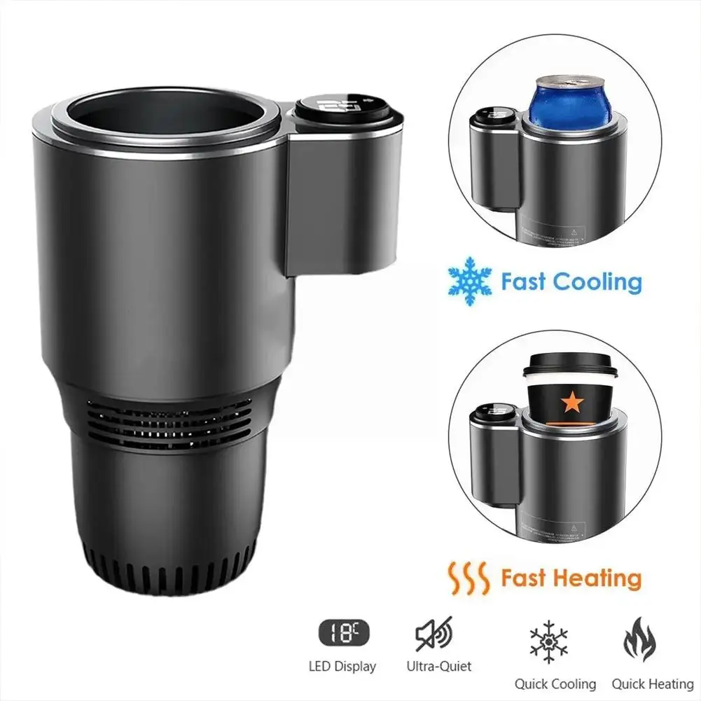 Mini Cup Warmer Car Cup Cooler Summer And Winter Beverages 95*130*180mm Compact Car Design Digital Temperature Display