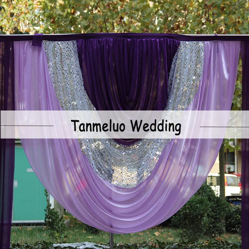 10x20FT/3x6M Purple&Sequin Swags of Backcloth Drapery Wedding Stylist for Backdrop Party Curtain Stage Background Design Drapes