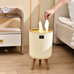 7L/10L Rolling Cover Trash Can High Foot Toilet Trash Bin anti odor  Kitchen Garbage Cube Bathroom Wastebasket