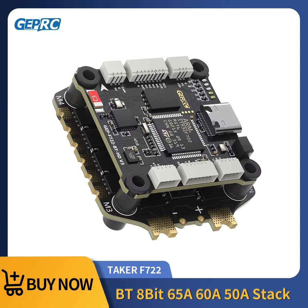 

GEPRC TAKER F722 BT 32Bit 50A 8Bit 60A 65A Stack 512M Black Box 4IN1 ESC Data Analyze Record Flight Barometer Racing FPV Drone