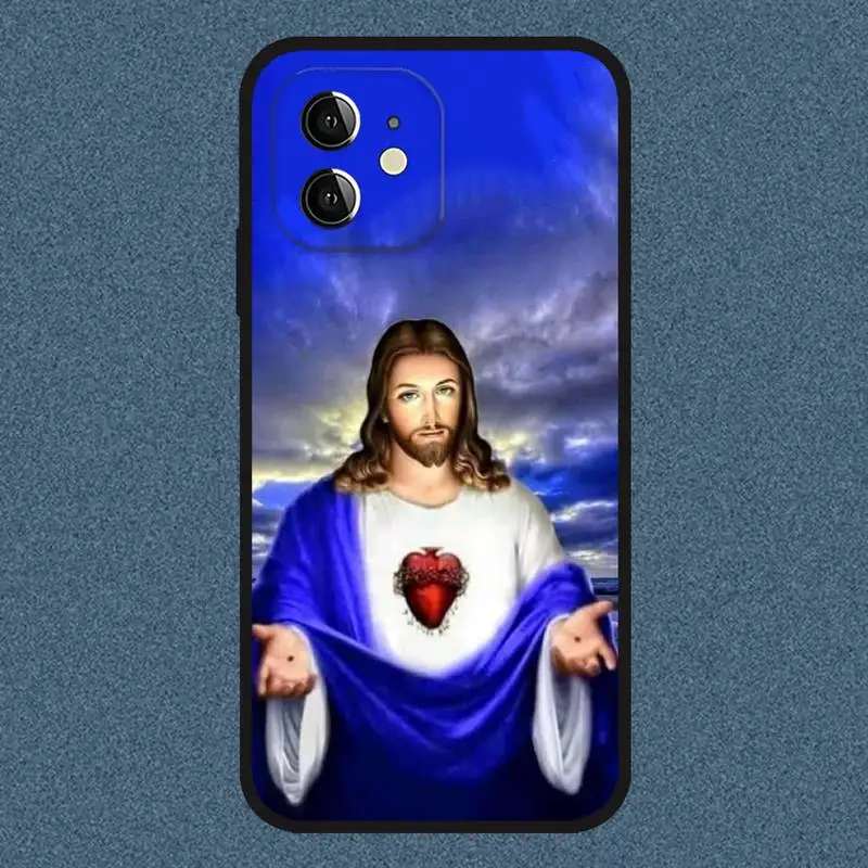 Divine Mercy Jesus Cross Phone Case For Iphone 14 Pro Max 12 13 11 Mini Xs X Xr 7 8 6 Plus Se 2020 Black Soft Silicone Cover