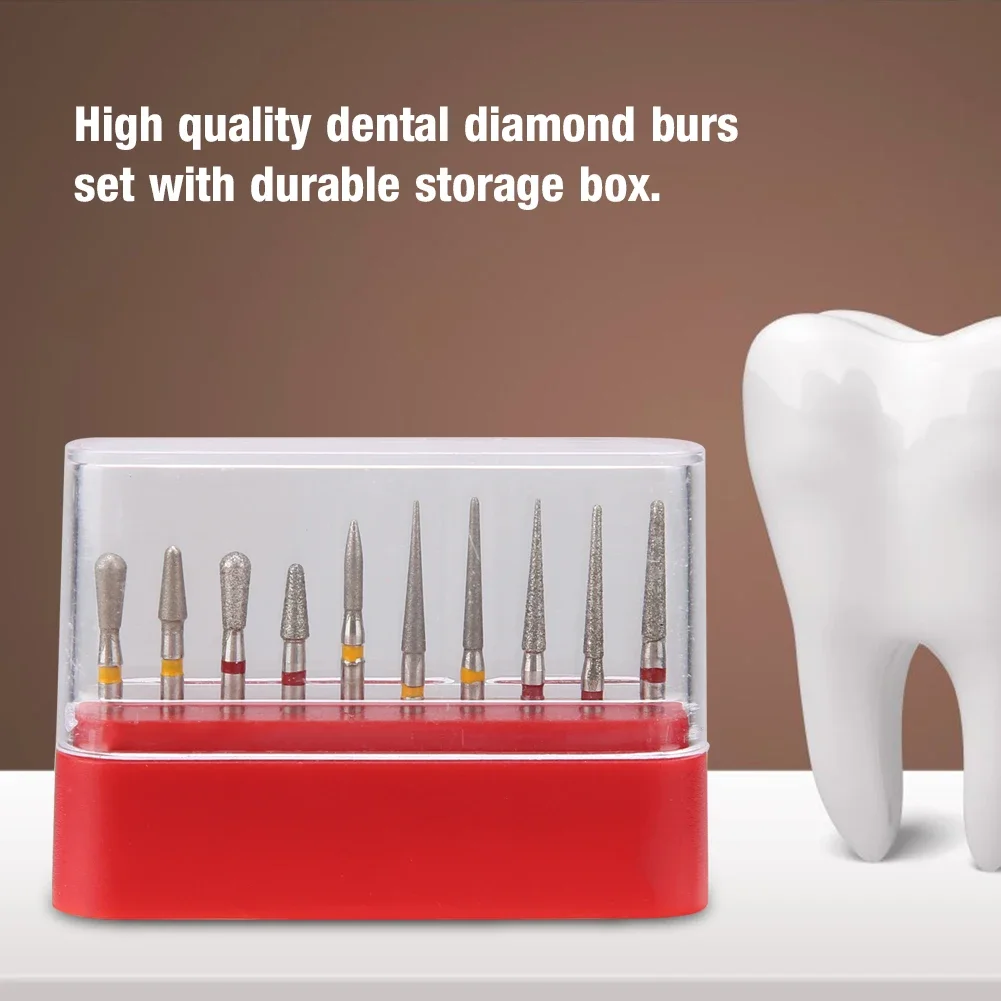 10 Teile/satz Dental Diamant Bohrer Bohrer Kits FG1,6mm Mit Langlebige Lagerung Box Zähne Porzellan Oral Zahnarzt Polnischen Werkzeuge Zubehör