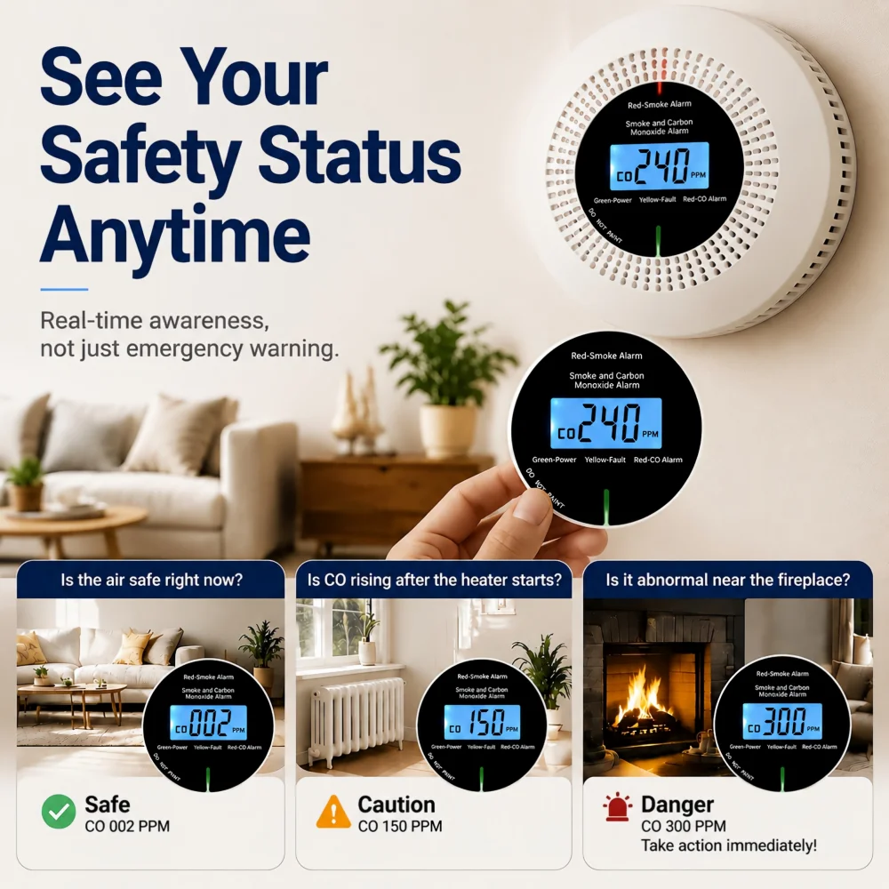 CCEsafety Wifi Tuya Smoke Carbon Monoxide Detector Smoke CO Detector 10-Year Sensor Battery Operated Home Boiler Room Fireplace gallery 5