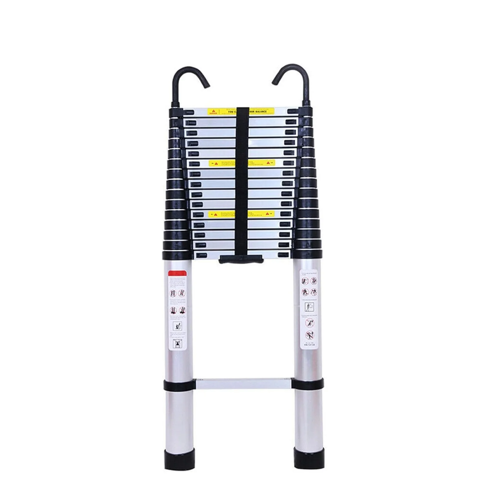 

6.2M/20.3FT Extendable Aluminum Ladder Telescopic Loft Ladder Collapsible Step Ladders with Detachable Hook 150kg Capacity,EN131