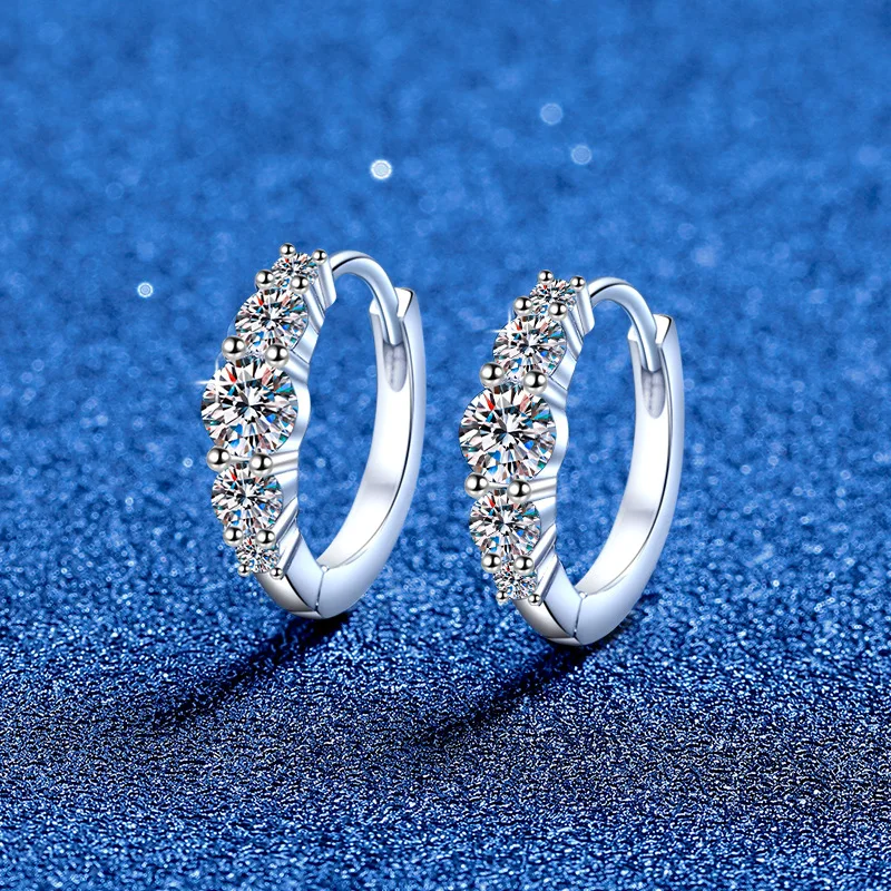 

S925 Sterling Silver 1.108cttw 18mm D Color Moissanite Hoop Earrings for WomenLuxury Minimalist Huggie Circle Earrings Gift