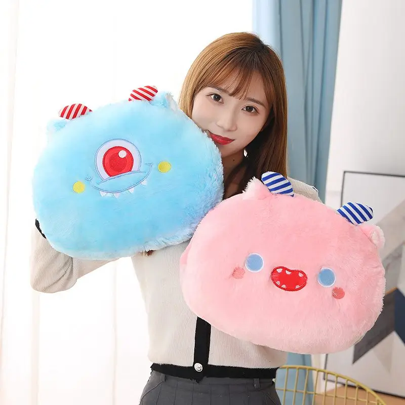 35cm Funny Fluffy Big Eyes Monster Plush Toy Soft Cute Ghost Stuffed Doll Sleeping Pillow Sofa Cushion Children's Birthday Gift