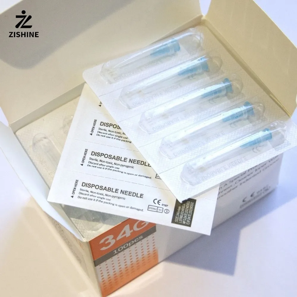 100Pcs/Box Sterile 30/32/34G Luer Lock Syring Needle 4mm 6mm 8mm 13mm 25mm Hypodermic Needle Dermal Filler Tattoo Needle view 5
