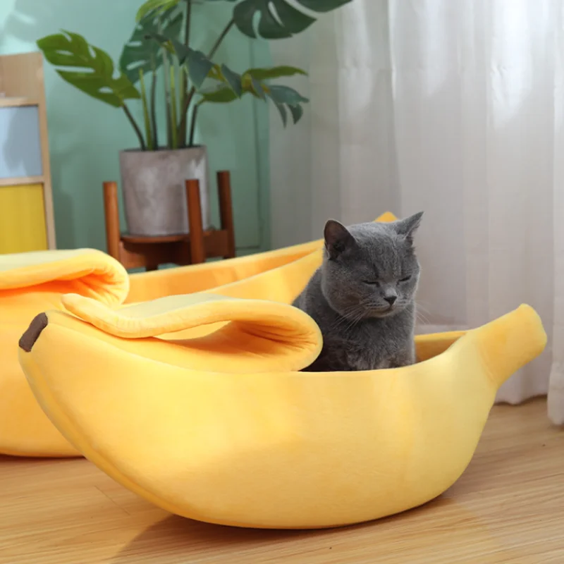 Cozy Banana Cat Bed Cave Cat Bed Little Mat Basket Small Dog HousePortable Pet Beds  For Cats And Small Dogs Pet House Goods