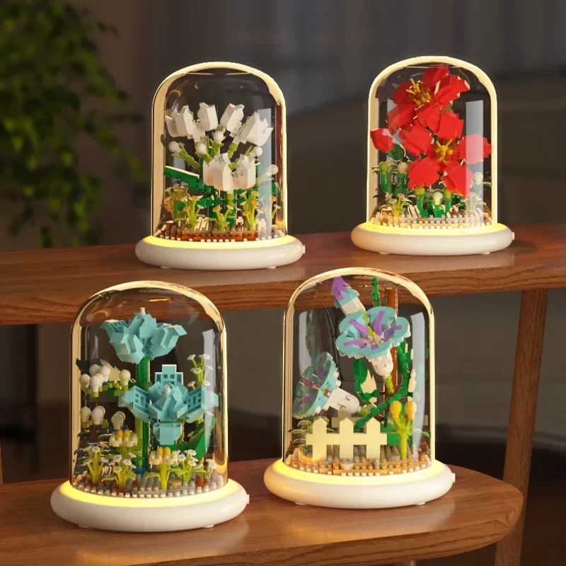 Building Blocks Eternal Flower Birthday Gift Tabletop Decoration Puzzle Mosaic Flower Bouquet Girl Valentine's Day DIY Toys