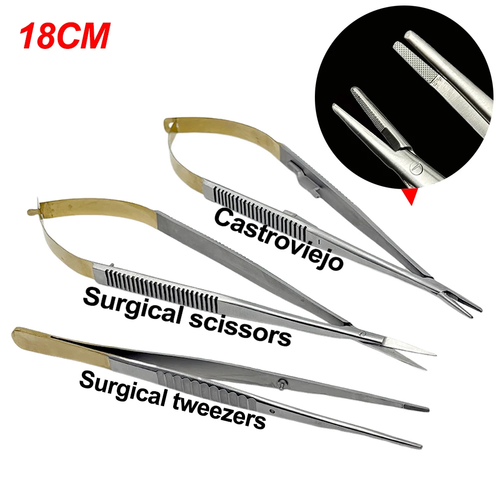Dental Castroviejo Needle Holder Surgical Scissors Orthodontic Implant Holding Forceps Tweezer 18Cm Implant Forcep Dentist Tools
