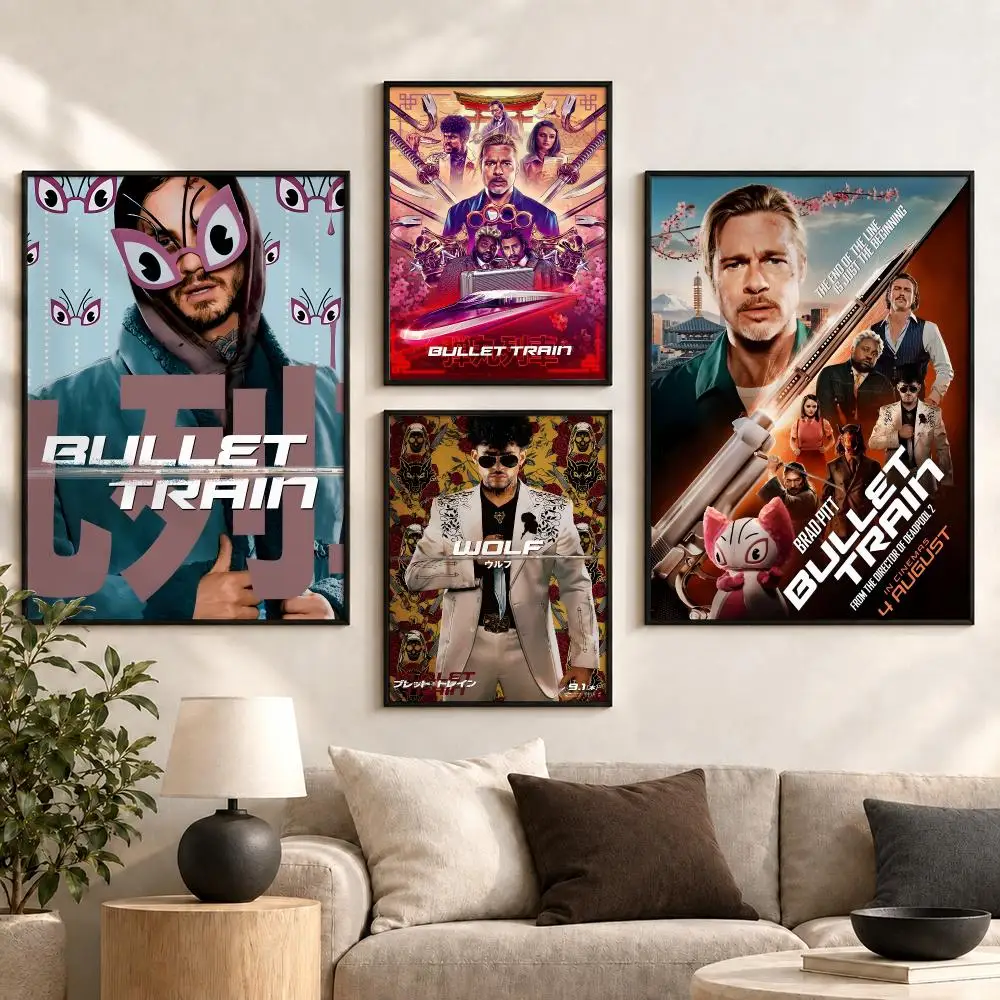Bullet Train Action Thriller Movie Neon City Adventure Poster Aesthetic Art Print for Bedroom & Living Room Decor, Unframed