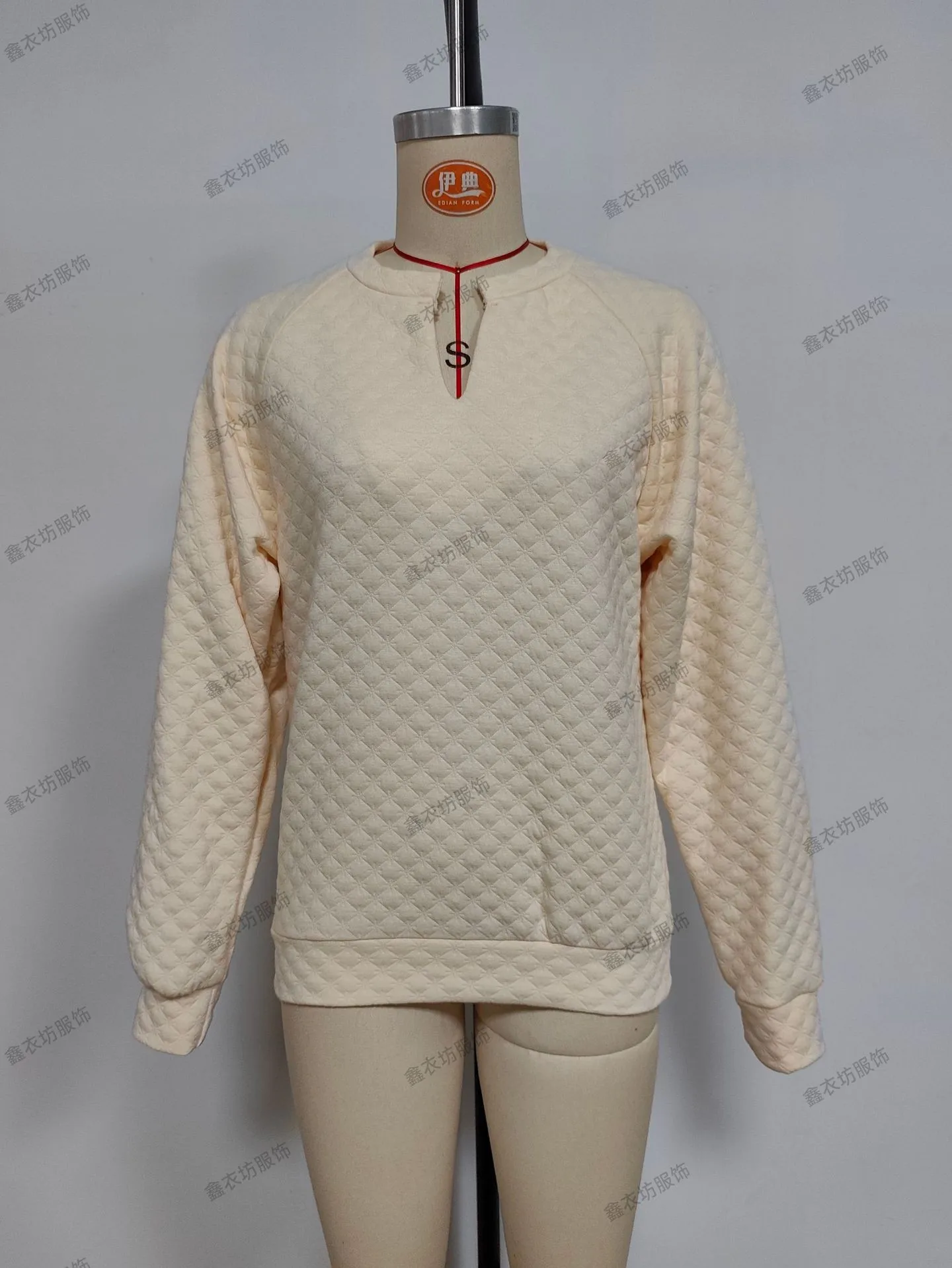 Casual Patchwork Slim Fit Commuter Hoodie with V Neck Regular Sleeve Long Sleeve Women Sweatshirt Autumn Mid Length No Hood