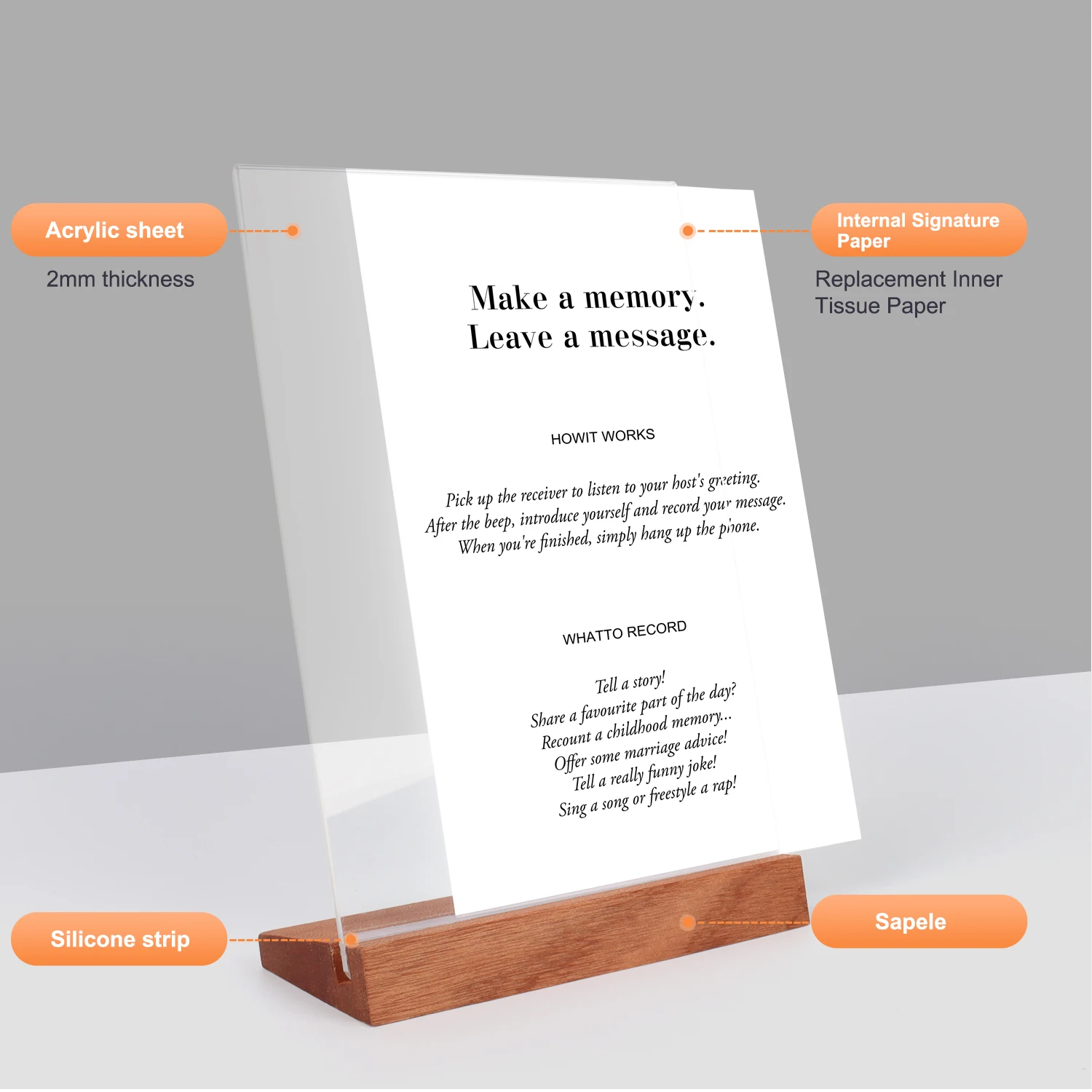 A5 148X210MM Slant Back Acrylic Sign Holder Display Stand Picture Ad Brochure Flyer Frame Wood Menu Price Paper Message Board