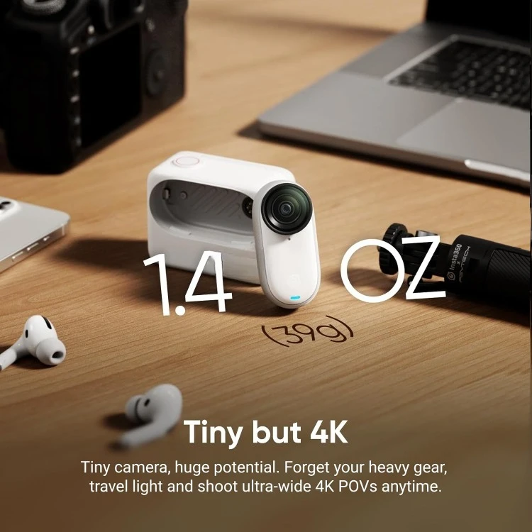 GO 3S - 128 GB White 4K Tiny Portable Vlogging Camera, Hands-Free POVs, Mount Anywhere, Stabilization, 140 Min Battery image 2