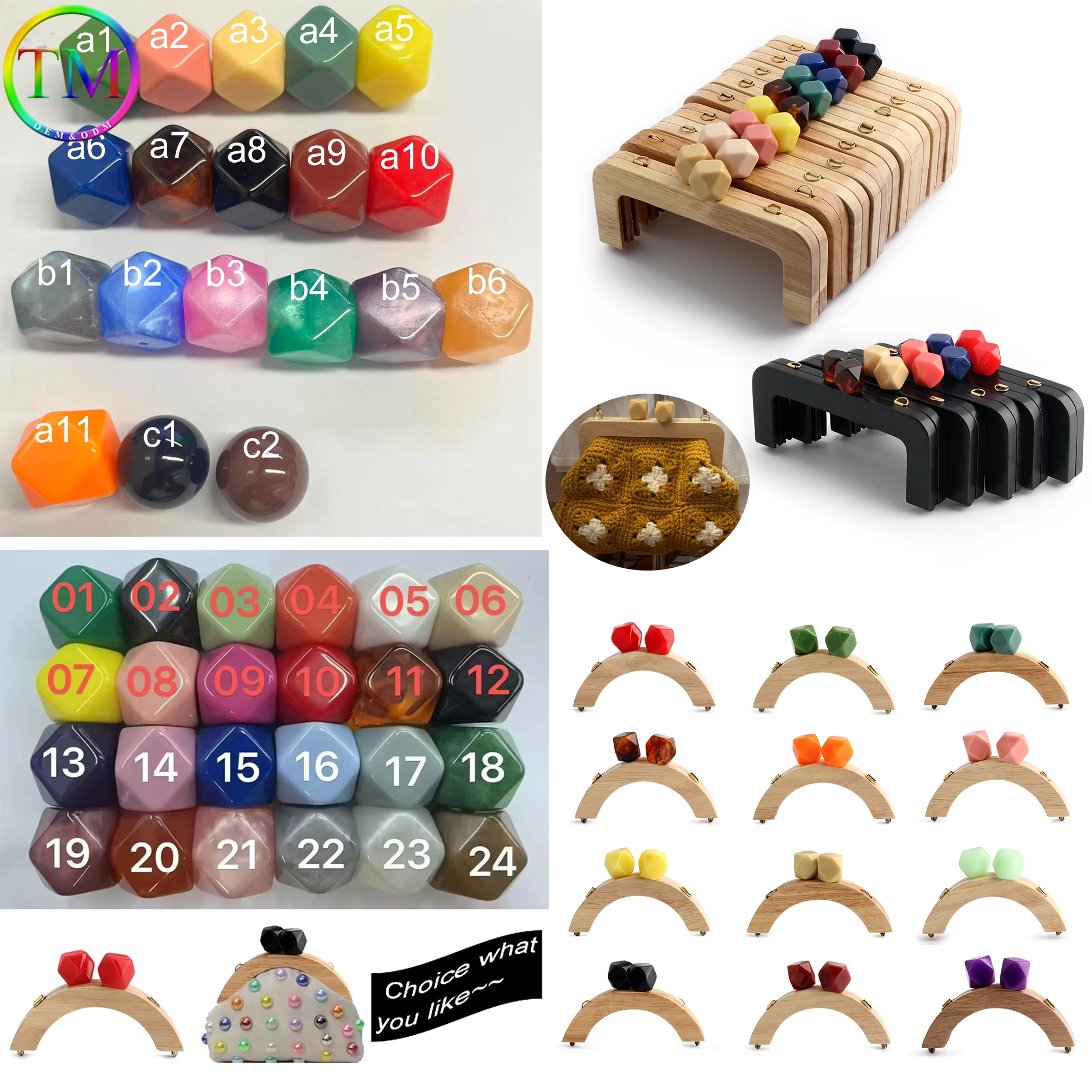 

10/30/50PCS 25x23mm Hexagonal Silicone Octagonal Bead Wood Spacer Beads For Bag Handle Purse Frame Bracelet DIY Accessories