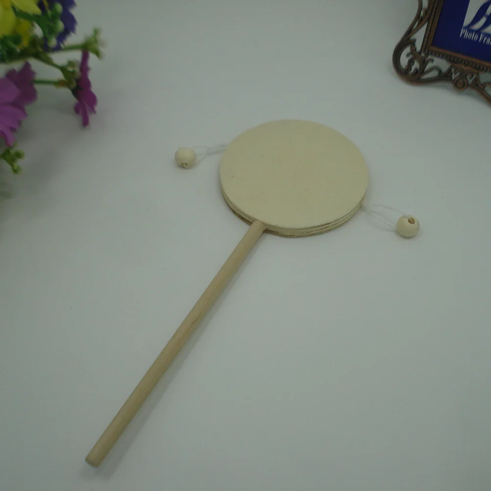 1 Set of 6pcs DIY -drum Wooden Unfinished Painting Shaking Drum DIY drum wooden pellet drum