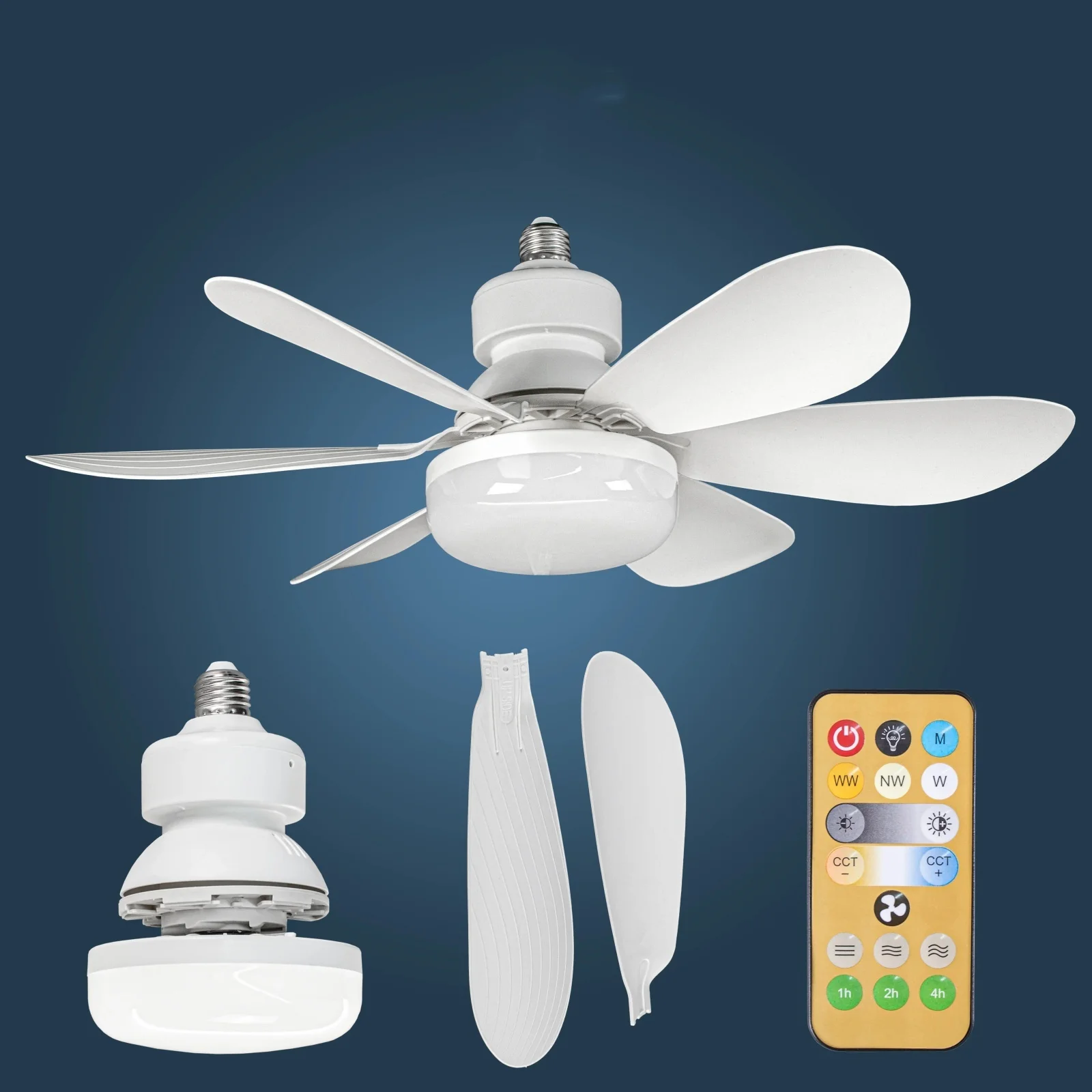 20.5-inch LED 40W ceiling fan light E27 with remote dimming function, suitable for living room, study, and home use, 85-265V