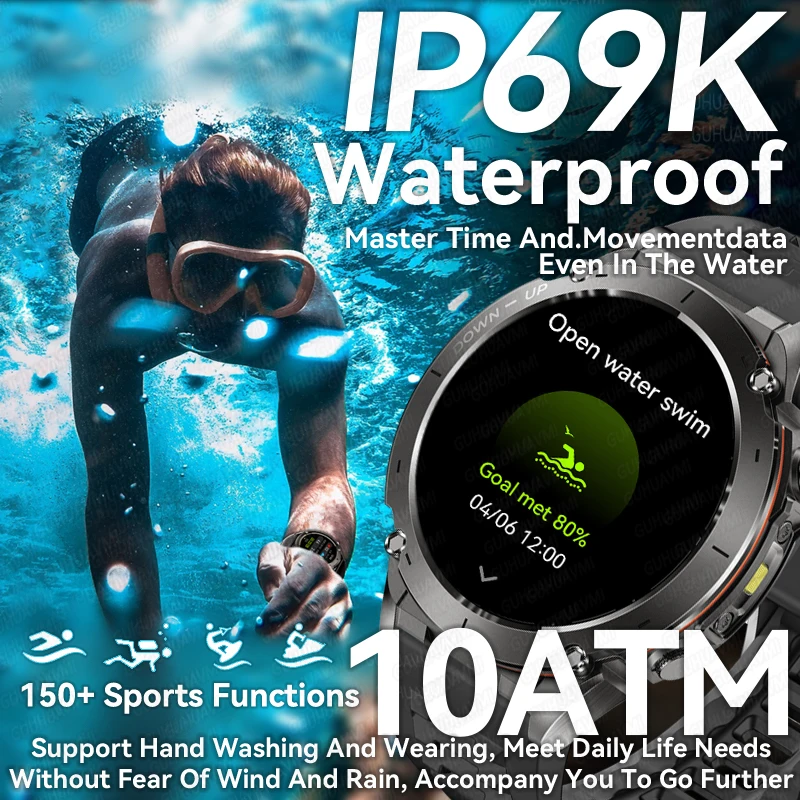 2025 جديد ثنائي النطاق Beidou موقف ساعة ذكية المدمج في ثنائي النطاق GNSS البوصلة معدل ضربات القلب 10ATM مقاوم للماء ساعة ذكية عسكرية