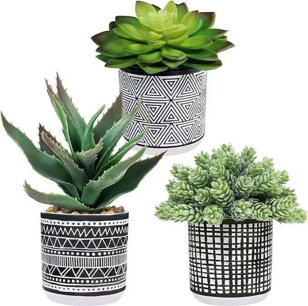 

Winlyn Set of 3 Assorted Small Potted Succulents Arrangement Artificial Succulent Plants