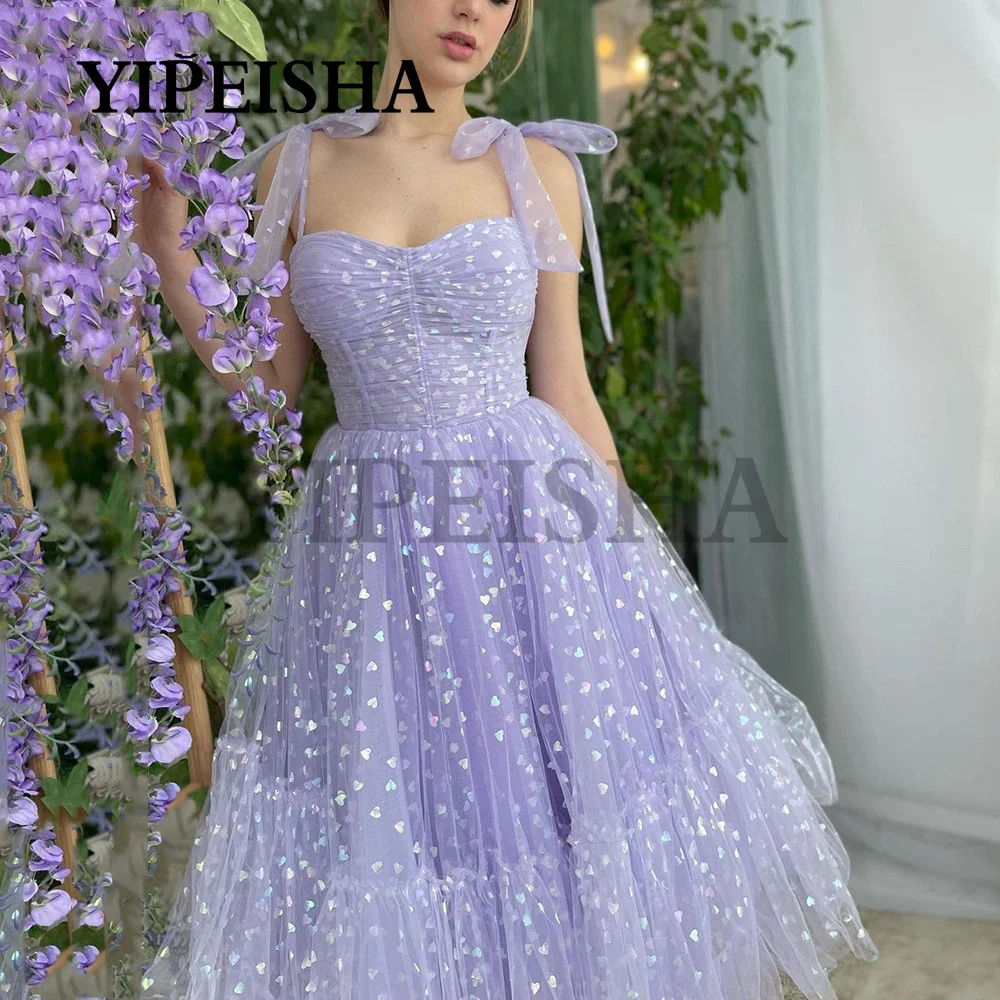 Gola quadrada a linha vestidos de noite manga longa rendas flores sem costas chá-comprimento baile de formatura gwon vestidos de fiesta пvestidos vestidos vestidos vestidos