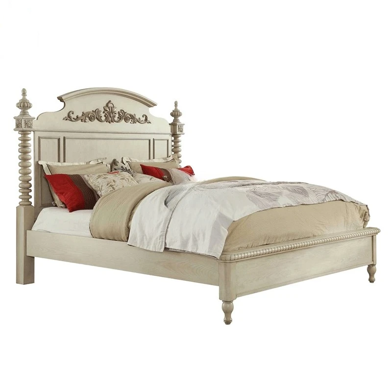 

Modern simple double bed retro old French master bedroom wedding
