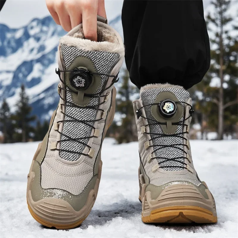 الدافئة الفراء في الهواء الطلق رجالي القتالية التكتيكية الصحراء الأحذية الذكور مجال الصيد حذاء للسير مسافات طويلة تسلق التدريب أحذية رياضية مقاومة للماء