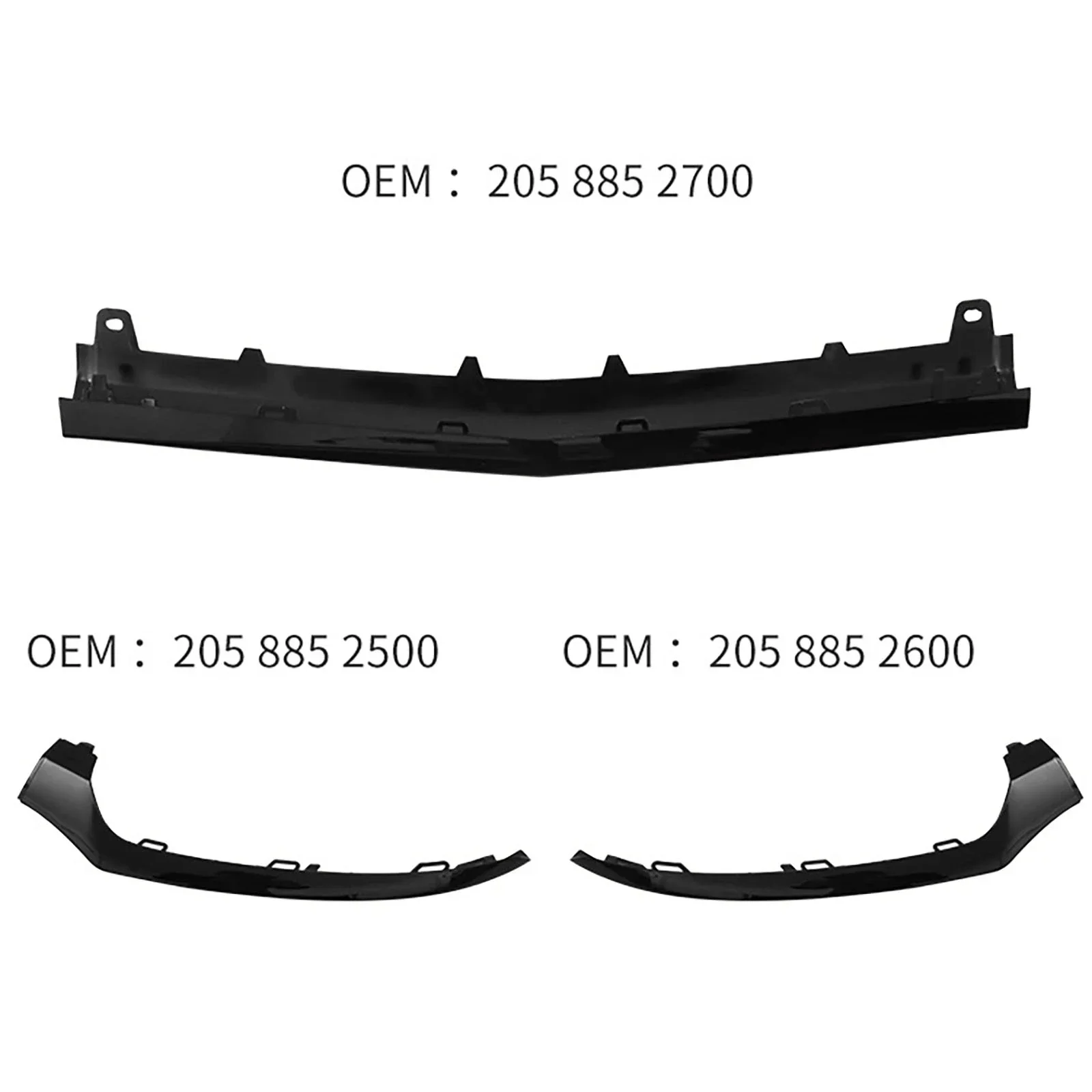 Front Bumper Spoiler for Mercedes-Benz C Class W205 2014-2018 C300 C400 C63 Diffuser Protection Guard Front Bumper Bright Bar