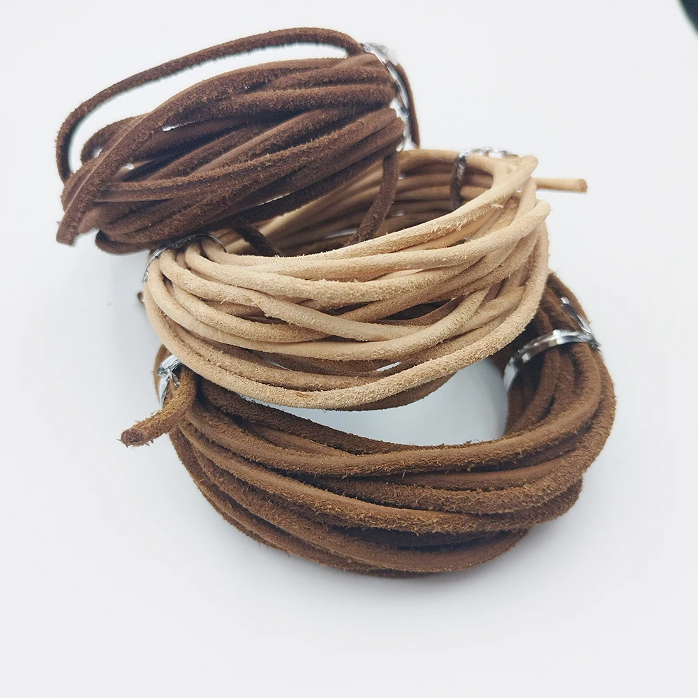 

1/2Yard 3MM Head Layer Round Frosted Cowhide Rope Vintage Cowhide Rope DIY Jewelry Making Necklace Bracelet Phone Lappel