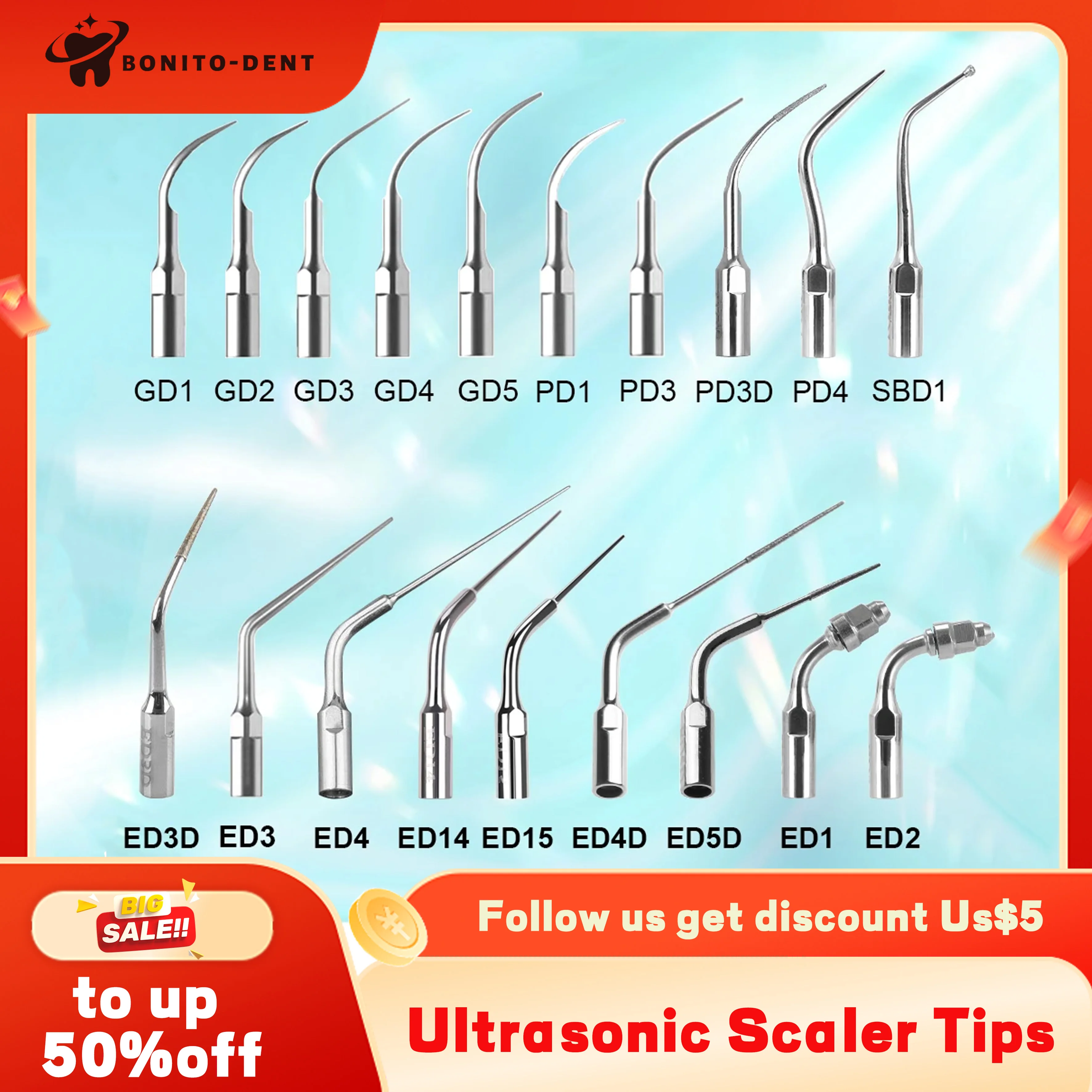 Woodpecker Dental Ultrasonic Piezo Scaler Handpiece LED Scaling Tip Fit UDS EMS Ultrasonic Scaler Dental Tool